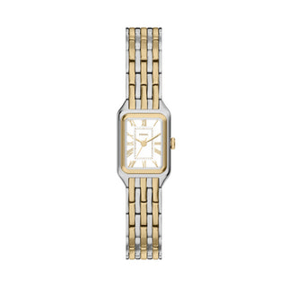 Fossil Two Tone Square Three Hand Watch with White Dial