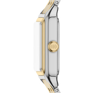 Fossil Two Tone Square Three Hand Watch with White Dial