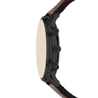 Fossil Neutra Black Dial Watch with Golden Digits and Brown Strap