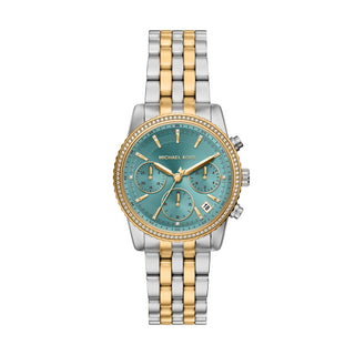 Michael Kors - Two Tone Watch with Teal Dial and Golden Digits