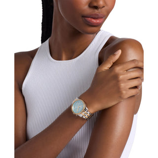 Michael Kors - Two Tone Watch with Teal Dial and Golden Digits