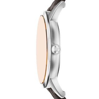 Emporio Armani Stainless Steel Archetipo Gents Watch with Brown Leather Strap