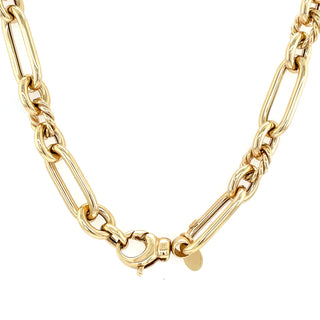 9ct Yellow Gold Plain & Twisted Link Necklace