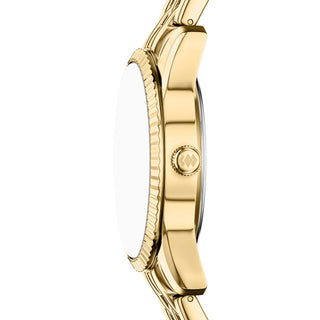 Fossil Scarlette Golden Three Hand Watch with Green Dial and CZ Digits