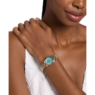 Michael Kors Lexington Two Tone Watch With Teal Dial