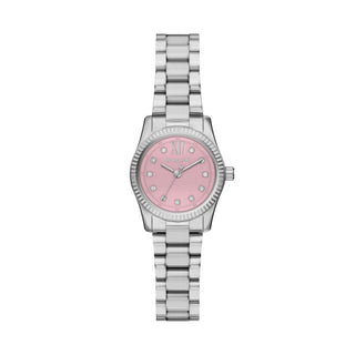Michael Kors Lexington Silver Tone Three Hand Watch With Pink Dial