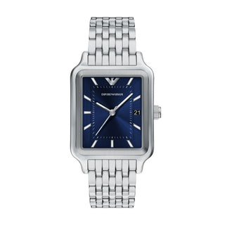 Emporio Armani Diego Silver Tone watch With Square Blue Dial