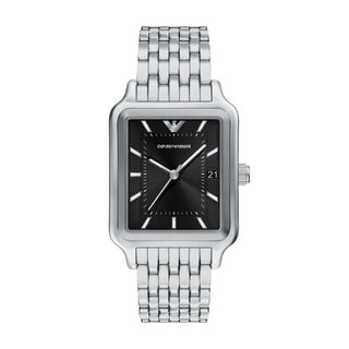 Emporio Armani Diego Silver Tone watch With Square Black Dial