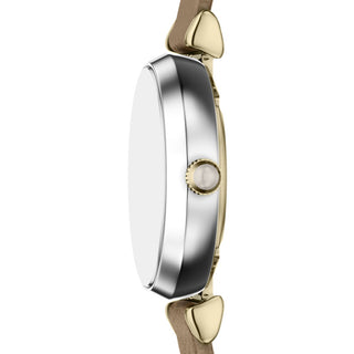 Emporio Armani Gianni Two Tone Watch With Brown Leather Strap