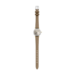 Emporio Armani Gianni Two Tone Watch With Brown Leather Strap