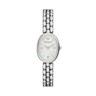 Emporio Armani Silver Tone Sinfonia Round Watch with Mother Of Pearl Dial