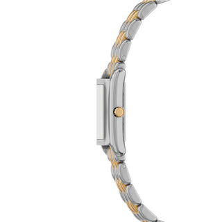Michael Kors Essex Two Tone Square Watch with White Dial and Golden Digits