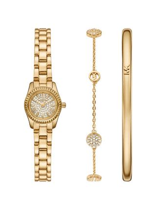 Michael Kors Lexington Petite Pavé Gold Tone Watch Set with Bracelet and Bangle