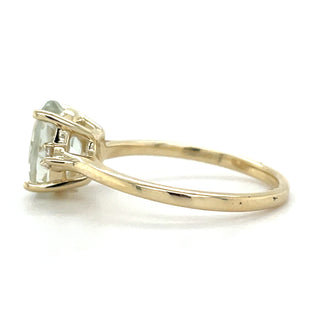 9ct Yellow Gold 2ct Green Amethyst And 0.08ct Diamond Ring