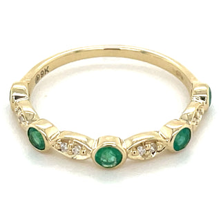9ct Yellow Gold Earth Grown Emerald & Diamond Ring