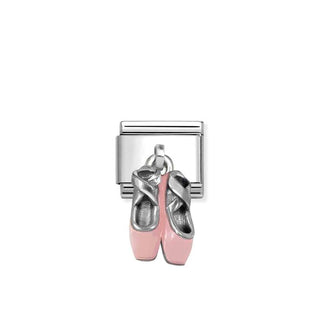 COMPOSABLE CLASSIC CHARMS steel, 925 sterling silver and enamel Pink Ballet Shoes