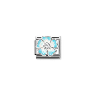 COMPOSABLE CL SYMBOLS stainless steel, enamel, Cubic Zirconia and 925 sterling silver Blue Flower