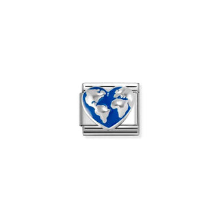 COMPOSABLE Classic SYMBOLS stainless steel, enamel and 925 sterling silver Heart Globe
