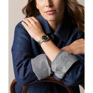 Fossil Scarlette Two Tone Watch With Black Dial and Golden Cz Digits