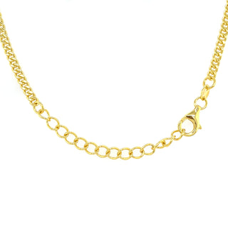 Golden Curb Cz Pendant Necklace