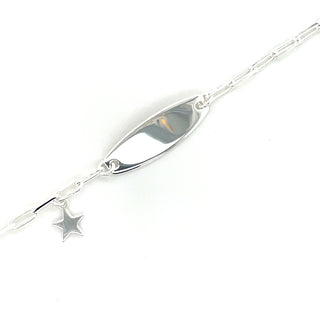 Sterling Silver Star Charm ID Bracelet
