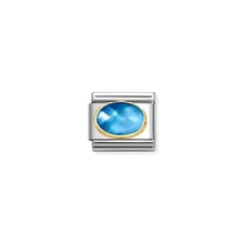 COMPOSABLE CLASSIC FACTED STONES in steel and 18k gold LIGHT BLUE