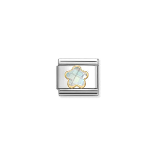 COMPOSABLE CLASSIC FACTED CZ FLOWERS in steel and 18k gold
