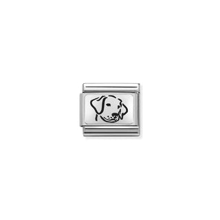 Composable Classic OXYDISED PLATES 2 in steel and 925 sterling silver Dog