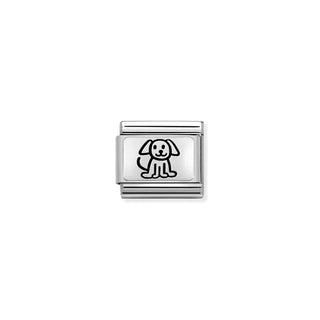 Composable Classic OXYDISED PLATES 2 in steel and 925 sterling silver Family Dog