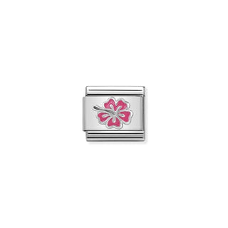 Composable Classic SYMBOLS in stainless steel , enamel and 925 sterling silver Hibiscus Pink