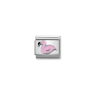 Composable Classic SYMBOLS in stainless steel , enamel and 925 sterling silver Flamingo