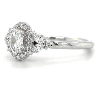 Addison - Platinum 0.55ct Oval Halo Diamond Ring