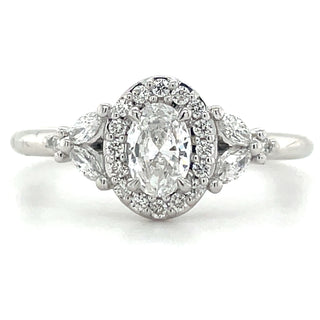 Addison - Platinum 0.55ct Oval Halo Diamond Ring