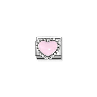 Composable Classic SYMBOLS in stainless steel , enamel and 925 sterling silver Pastel Pink Raised Heart