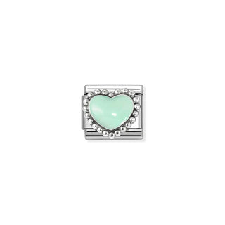 Composable Classic SYMBOLS in stainless steel , enamel and 925 sterling silver Pastel Green Raised Heart