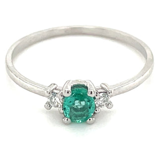9ct White Gold Earth Grown Oval Emerald & Diamond Ring