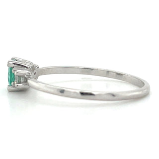 9ct White Gold Oval Emerald & Diamond Ring