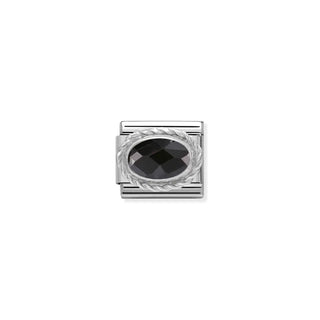 Composable Classic FACETED CZ in Stainless Steel with 925 Sterling Silver Setting and Detail Black