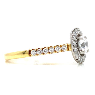 Louise - 18ct Yellow Gold with Platinum Head Halo Earth Grown Diamond Engagement Ring