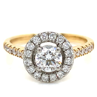 Louise - 18ct Yellow Gold with Platinum Head Halo Earth Grown Diamond Engagement Ring