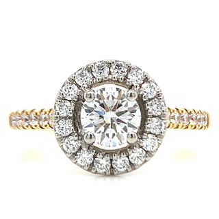 Louise - 18ct Yellow Gold with Platinum Head Halo Earth Grown Diamond Engagement Ring