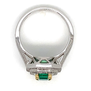 18ct White Gold Earth Grown Emerald And Diamond Double Halo 1.45ct Diamond Engagement Ring