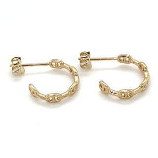 9ct Yellow Gold Mariner Link Hoop Earrings
