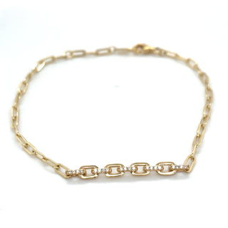 9ct Yellow Gold Paper Link Bracelet with Diamonds