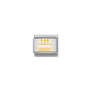 CHARM, COMPOSABLE LINK, GOLD BIRTHDAY CAKE
