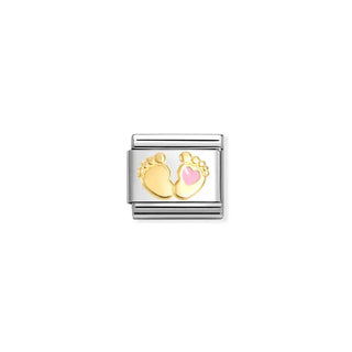 CHARM, COMPOSABLE LINK, BABY FEET AND PINK HEART