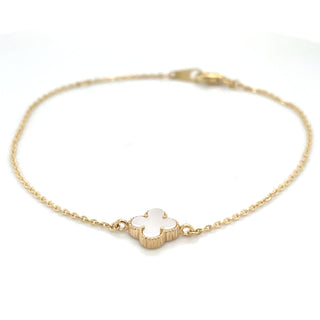 9ct Yellow Gold Mother Of Pearl Clover Bracelet