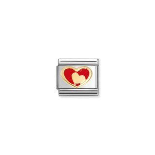 COMPOSABLE CLASSIC LINK, RED HEART-GOLD HEART
