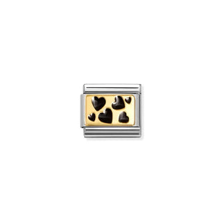 CHARM, COMPOSABLE LINK, BLACK HEARTS PLAQUE