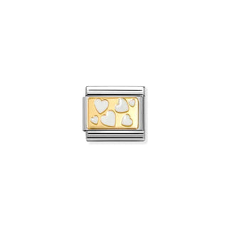 CHARM, COMPOSABLE LINK, WHITE HEARTS PLAQUE